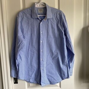 T.M. Lewin - Cotton Slim Fit Blue Check Dress Shirt​​​​​​​​​